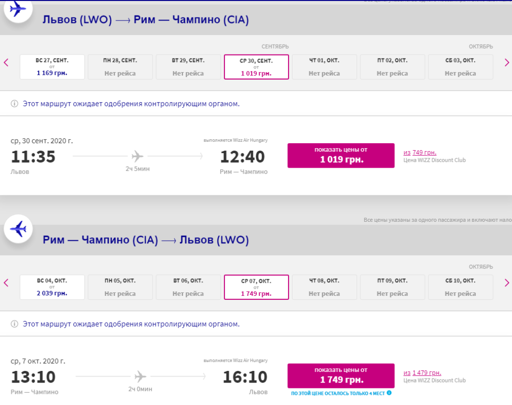 Wizz Air: 14 новых рейсов из Украины в Италию!