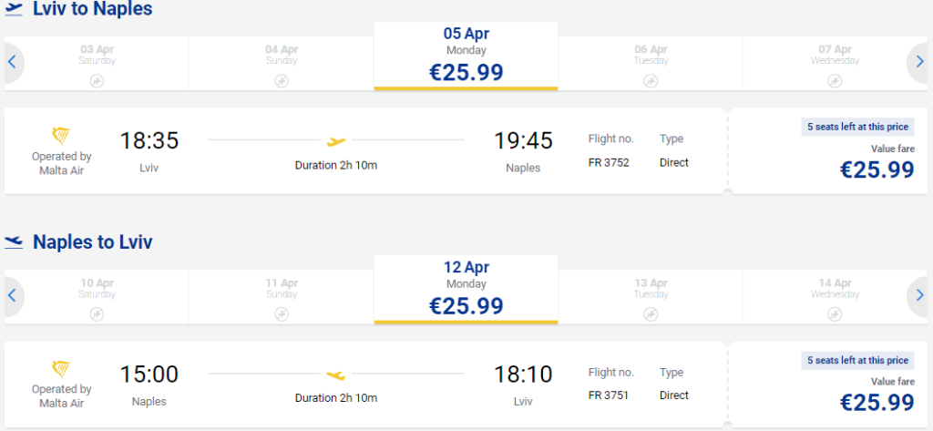 Ryanair открывает еще 5 рейсов из Львова в Италию!