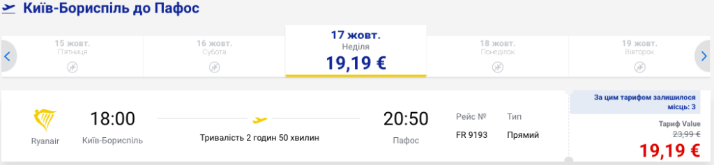 Ryanair: из Киева на Кипр, Миконос и Вену всего за 64€!
