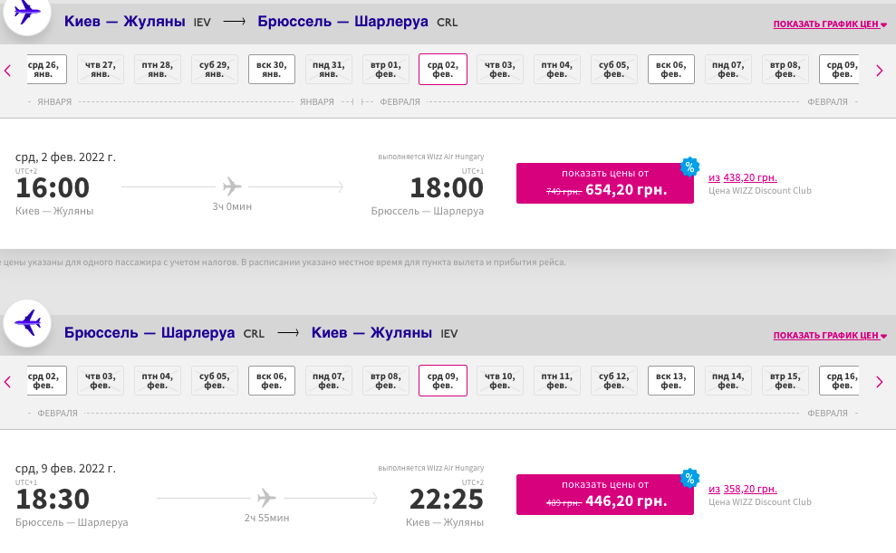 Wizz Air: скидка 20% на некоторые рейсы!