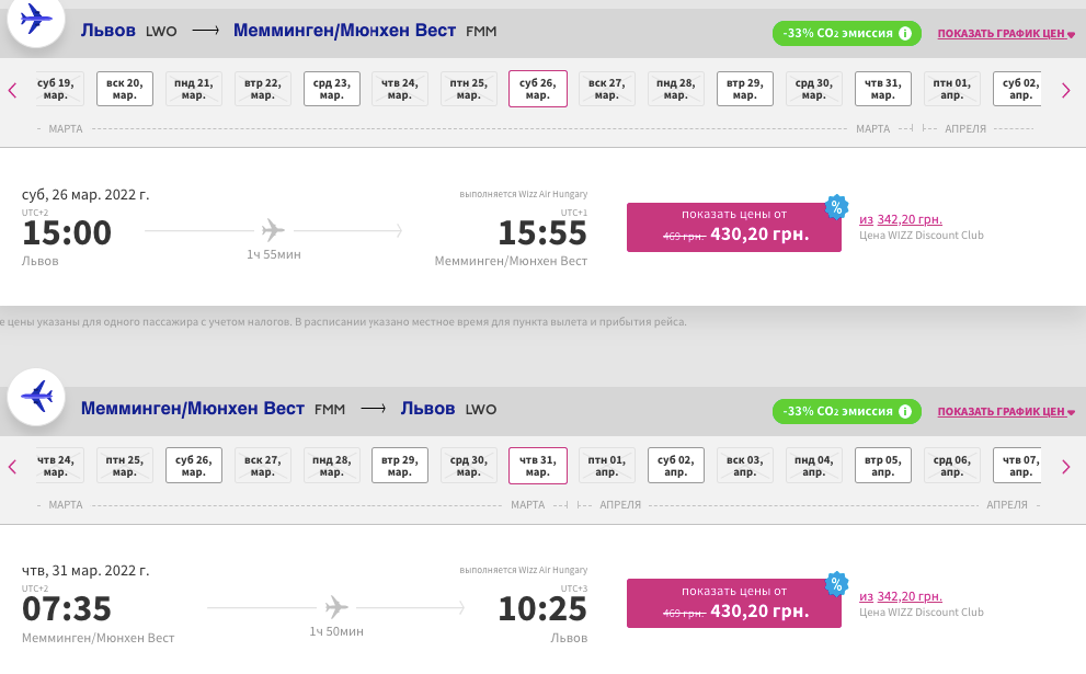 Wizz Air: скидка 20% на некоторые рейсы!