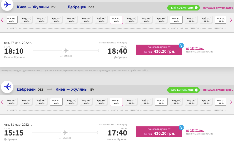 Wizz Air: скидка 20% на рейсы и услугу Wizz Flex!