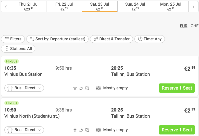FlixBus: розпродаж квитків по Балтії за €3