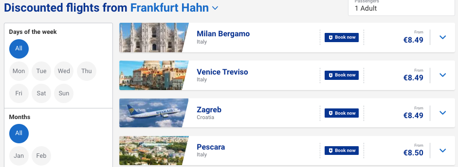 Ryanair: швидкий розпродаж квитків по Європі від €7