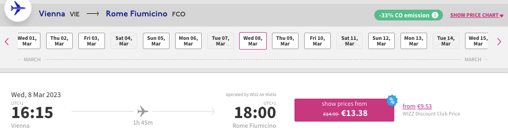 Wizz Air: розпродаж квитків на обрані рейси від €9!