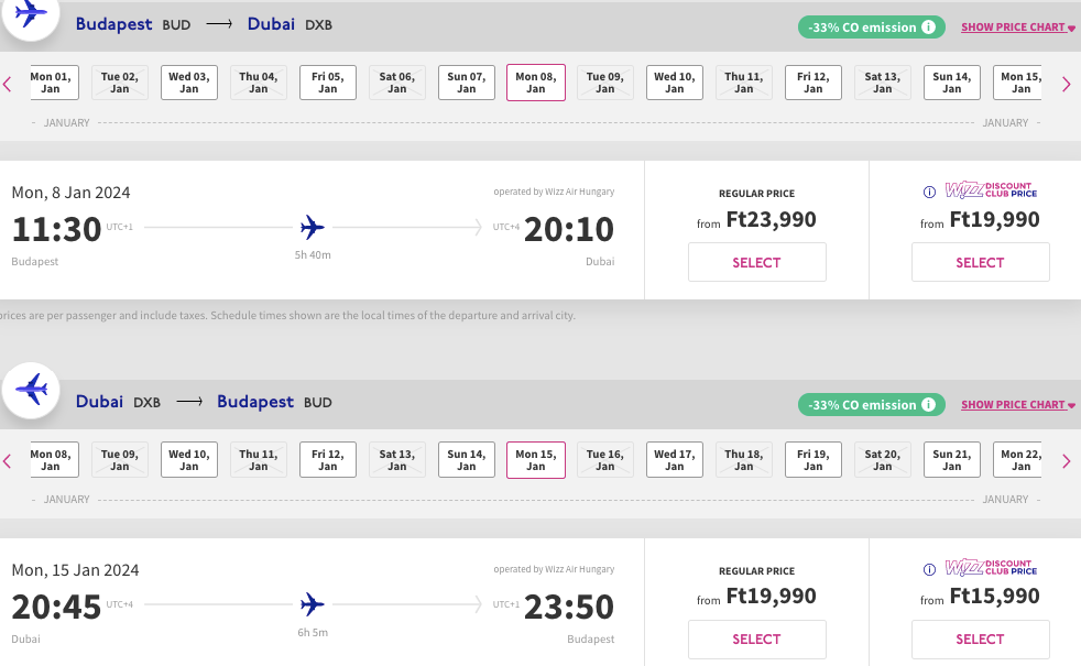 Подорож в Дубай з Будапешту за 112 євро туди-назад в січні 2024