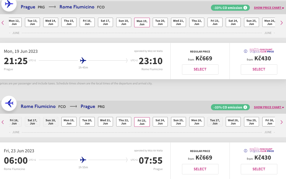 Авіа Прага — Рим всього від €53 туди й назад!