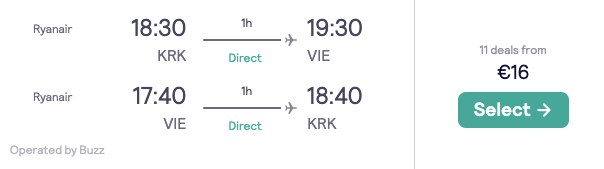 Дешеві авіаквитки з Кракова до Відня всього за €16!