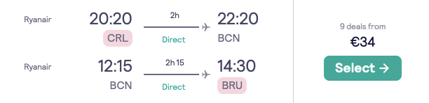 Авіаквитки в Барселону з Брюсселю всього за €33!