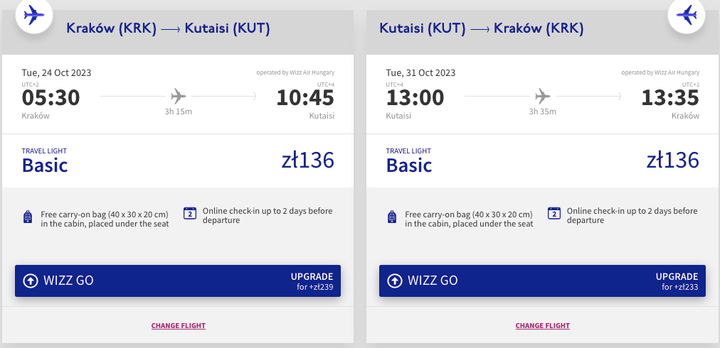 Авіаквитки до Грузії з Кракова за €58!