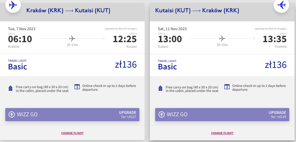 Авіаквитки до Грузії з Кракова за €58!