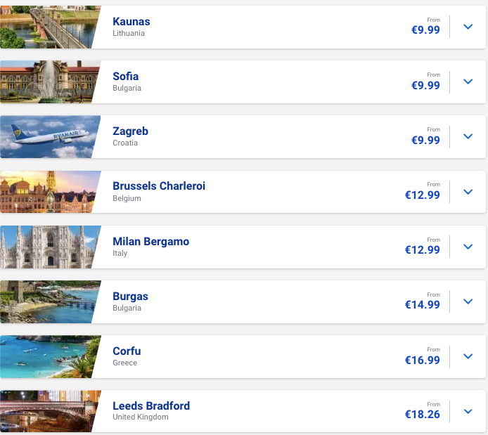 Ryanair: швидкий розпродаж квитків по Європі від €10