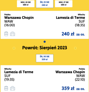 Чартер к югу Италии или Сардинию из Варшавы за €134 в обе стороны!