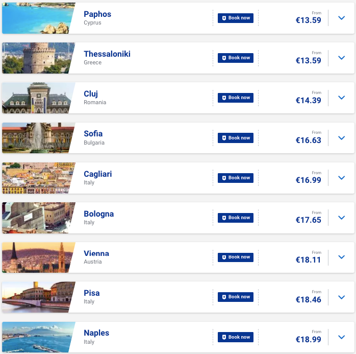 Ryanair: распродажа билетов по южной Европе от €10