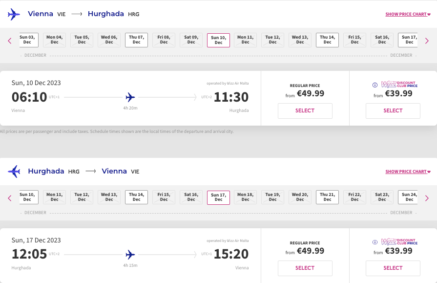 Дешевые перелеты из Вены в Хургаду за €100!