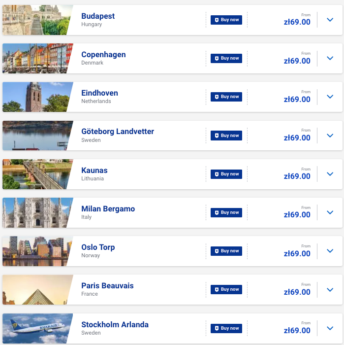 Ryanair: быстрая распродажа билетов по Европе от €14