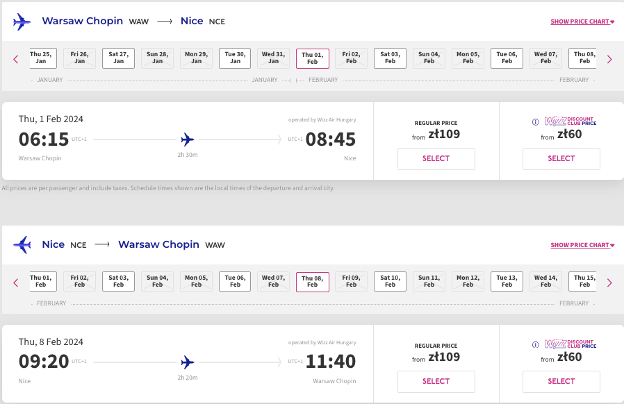 Дешеві авіаквитки Варшава —  Ніцца всього від €47 туди й назад!