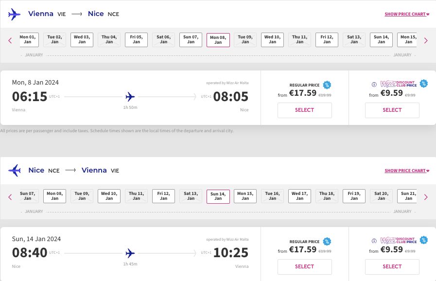 Дешевые авиабилеты Вена — Ницца всего от €35 туда и обратно!