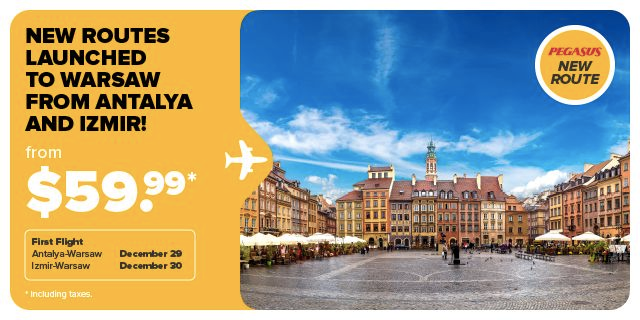 Pegasus відкрив продаж квитків на 3 нові рейси з Польщі в Туреччину