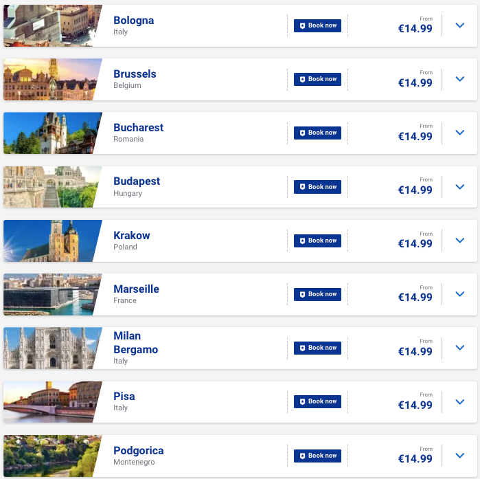 Ryanair: быстрая распродажа билетов по Европе от €13