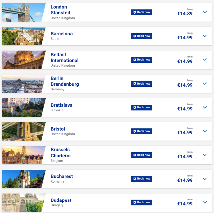 Ryanair: быстрая распродажа билетов по Европе от €13