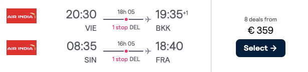 Авіаквитки з Відня до Бангкоку зворотний рейс з Сінгапуру до Франкфурта за €359!