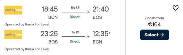 Авиабилеты в Бостон из Барселоны прямые рейсы за €164 в обе стороны!