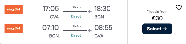 Авіаквитки з Женеви до Барселони, Тенерифе або Катанії від €30!