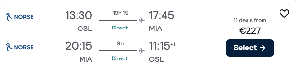Авіаквитки в Маямі з Осло прямі рейси від  €227 в обидва боки!