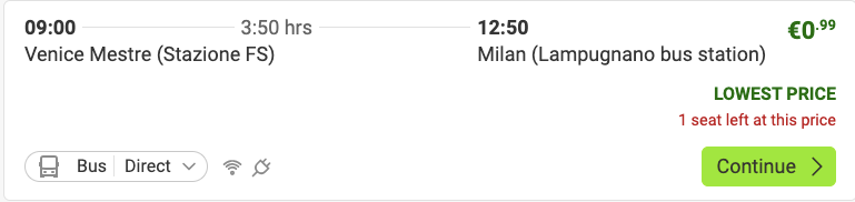 FlixBus: распродажа билетов по Италии от €1