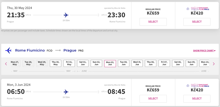 Авіа Прага — Рим всього за €52 туди й назад!