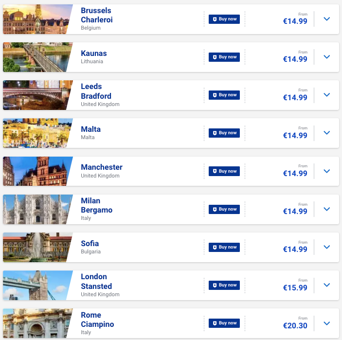 Ryanair: быстрая распродажа билетов от €15