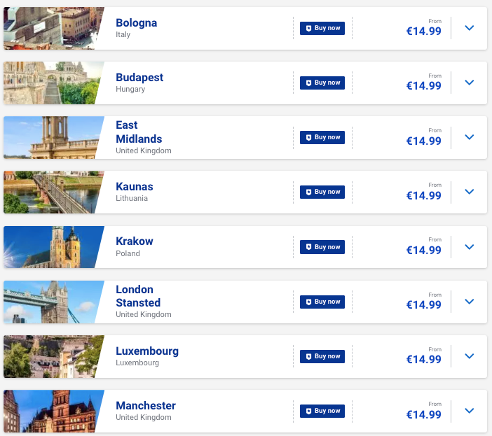 Ryanair: швидкий розпродаж квитків від €15