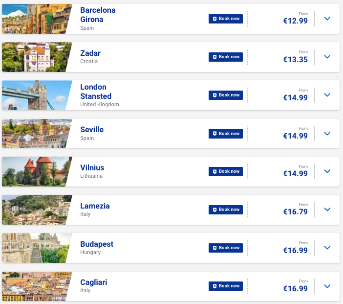 Ryanair: швидкий розпродаж квитків від €13