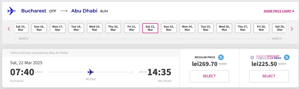 Wizz Air: швидкий розпродаж квитків в/з Абу-Дабі