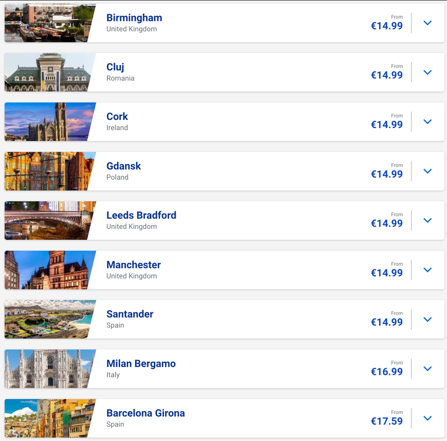 Ryanair: швидкий розпродаж квитків від €15