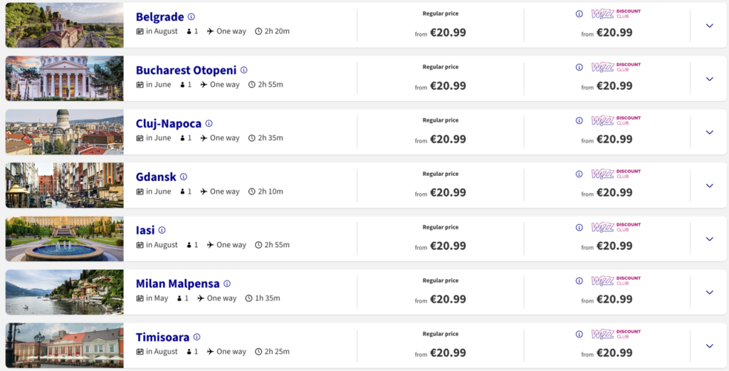 Wizz Air: розпродаж квитків 1 мільйона квитків від €21