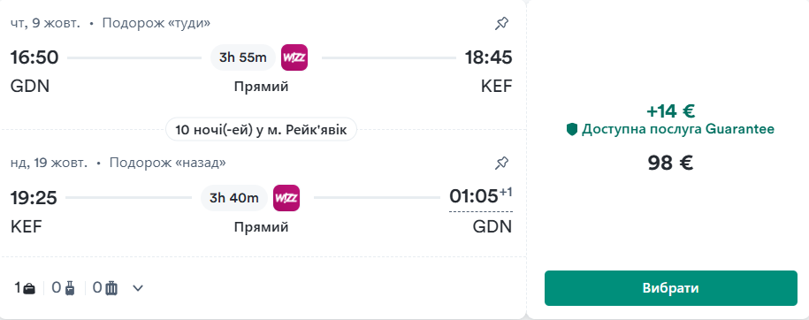 Авіаквитки в Ісландію з Європи від €74 у два боки