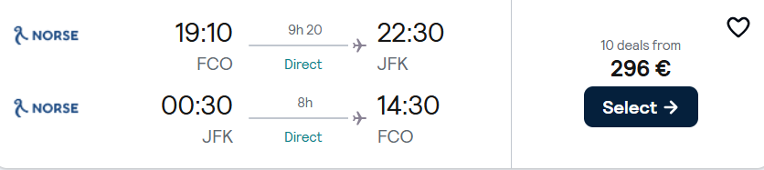 Дешеві прямі рейси з Риму до Нью-Йорка від €270