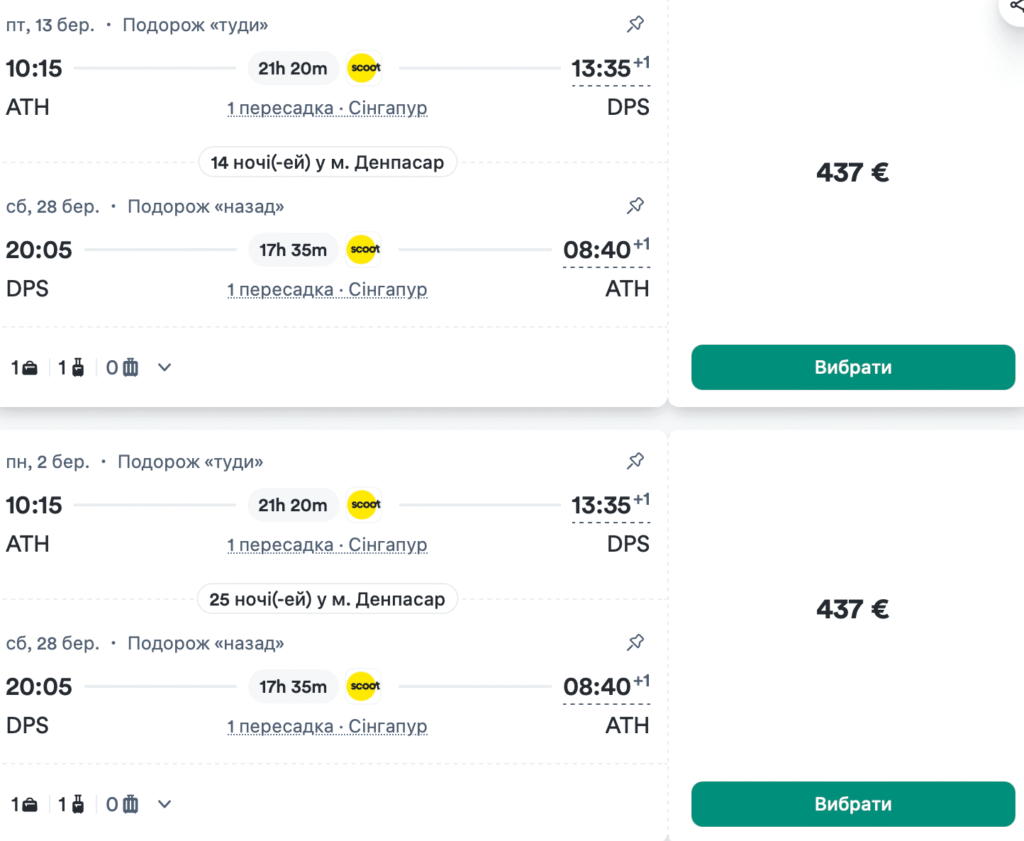 Авіаквитки з Афін і Відня до Індонезії від €414 у два боки!