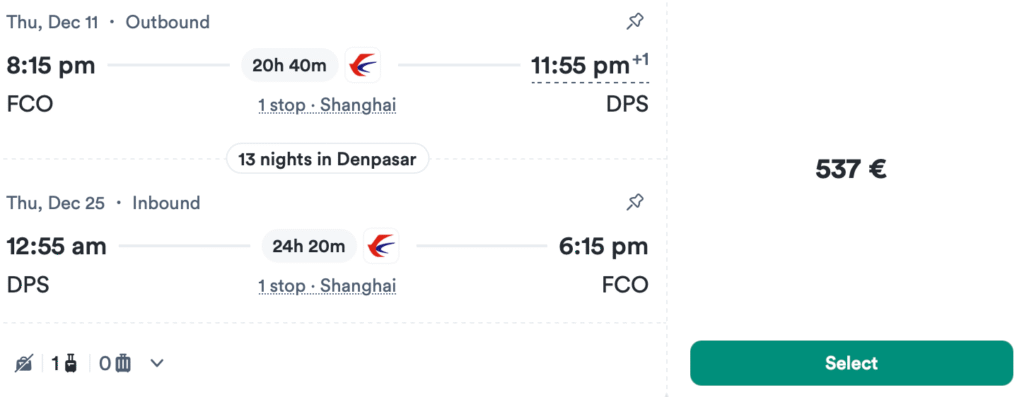 Авіаквитки з Рима на Балі від €498 у два боки з багажем!