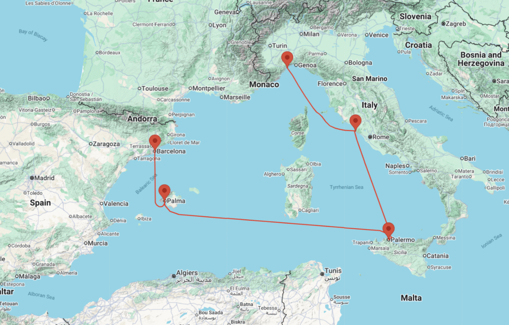 6-денний круїз з Барселони до Савони за 309 євро !