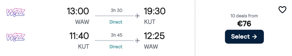 Прямі рейси з Варшави до Грузії (Кутаїсі) від €76!