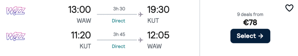 Прямі рейси з Варшави до Грузії (Кутаїсі) від €76!