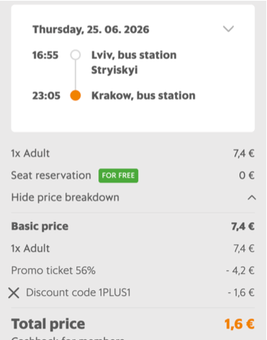 Leo Express акція 1+1: Львів – Краків від €0,6, Львів – Прага від €2,3!